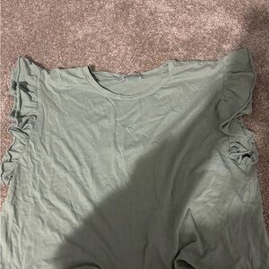 Zara Ruffle Sleeve Tee — Sage Green